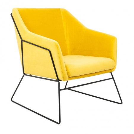 MSE011000308.V20 Fotel EMMA VELVET żółty welur - podstawa metal czarna