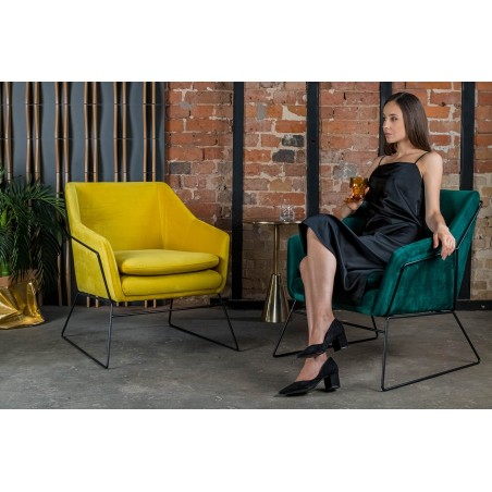 MSE011000308.V20 Fotel EMMA VELVET żółty welur - podstawa metal czarna