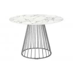 KH1204100129.CHROM Stół GLAM MARBLE 110 - MDF, chromowana podstawa