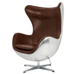 KH1501100205 Fotel EGG AVIATOR PU brązowy