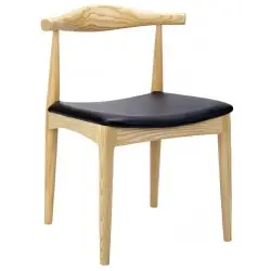 WD-593.NATURAL Krzesło ELBOW naturalne - drewno jesion, ekoskóra czarna