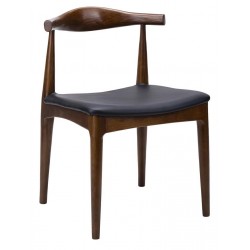 KH1501100120 Krzesło ELBOW ciemnobrązowe - drewno jesion, ekoskóra czarna