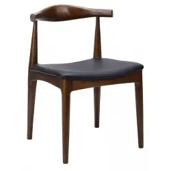KH1501100120 Krzesło ELBOW ciemnobrązowe - drewno jesion, ekoskóra czarna