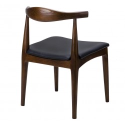 KH1501100120 Krzesło ELBOW ciemnobrązowe - drewno jesion, ekoskóra czarna