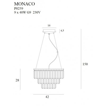 MAXLIGHT P0259 LAMPA WISZĄCA MONACO Ø 42 cm