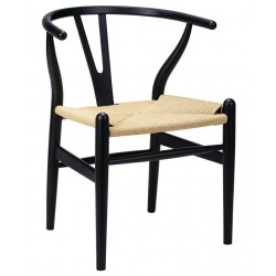 KH1501100118 Krzesło WISHBONE czarne - drewno bukowe, naturalne włókno
