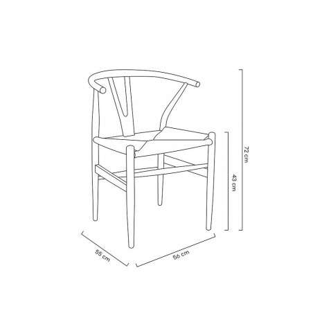 KH1501100118 Krzesło WISHBONE czarne - drewno bukowe, naturalne włókno