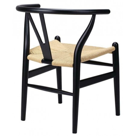 KH1501100118 Krzesło WISHBONE czarne - drewno bukowe, naturalne włókno