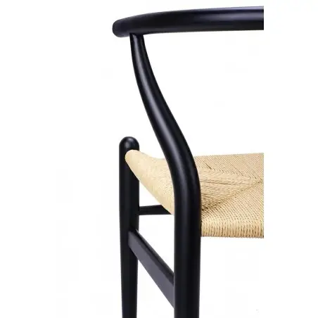 KH1501100118 Krzesło WISHBONE czarne - drewno bukowe, naturalne włókno