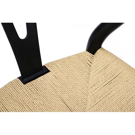 KH1501100118 Krzesło WISHBONE czarne - drewno bukowe, naturalne włókno