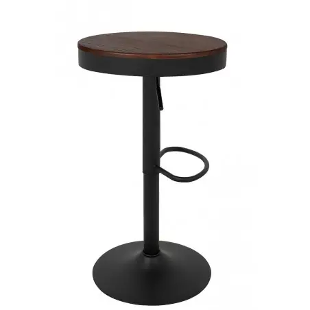 KH010100966 Krzesło barowe VOLT regulowane czarne / ciemny wiąz