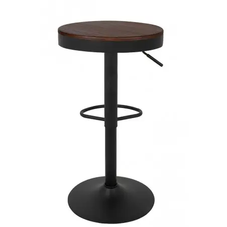 KH010100966 Krzesło barowe VOLT regulowane czarne / ciemny wiąz