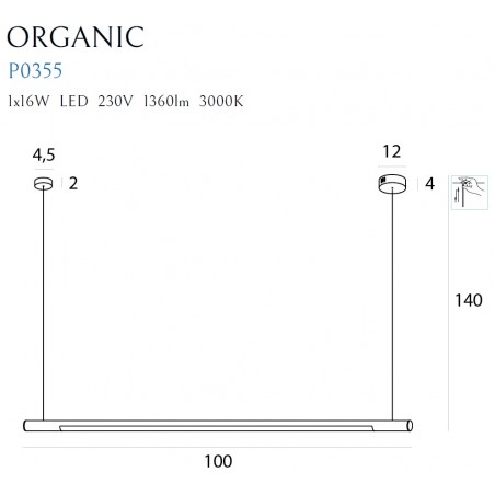 MAXLIGHT P0355 LAMPA WISZĄCA ORGANIC HORIZON 100CM CHROM