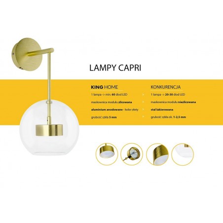 XCW9148-1 Lampa ścienna CAPRI WALL złota