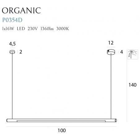 MAXLIGHT P0354D LAMPA WISZĄCA ORGANIC HORIZON 100CM CZARNA ŚCIEMNIALNA