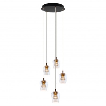 Lampa Wisząca Tasa Round 5xLED czarna PL0144-5 YASKR
