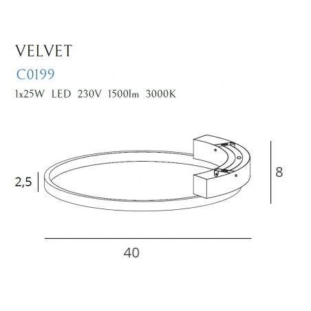 MAXLIGHT C0199 PLAFON VELVET 25W  Ø: 40 cm