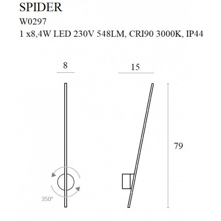 MAXLIGHT W0297 KINKIET SPIDER ZŁOTY IP44