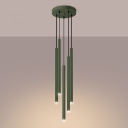 Lampa wisząca PASTELO 5P zielona oliwka SL.1522 Sollux