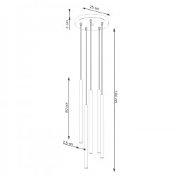 Lampa wisząca PASTELO 5P zielona oliwka SL.1522 Sollux