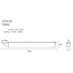 MAXLIGHT S0010 LAMPA DO SZYNOPRZEWODU LINEAR TRACK WHITE 36W 4000K