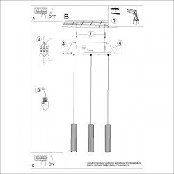 Lampa wisząca KARBON 3L biały SL.1537 Sollux
