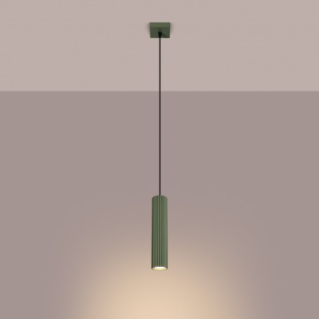 Lampa wisząca KARBON 1 zielony oliwkowy SL.1611 Sollux