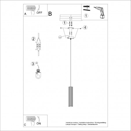 Lampa wisząca KARBON 1 zielony oliwkowy SL.1611 Sollux