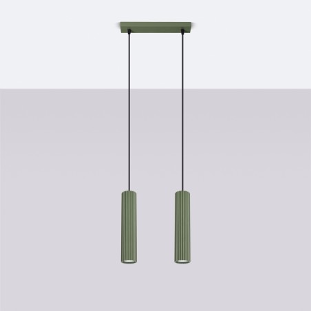 Lampa wisząca KARBON 2 zielona oliwka SL.1612 Sollux