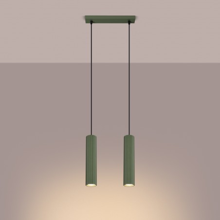 Lampa wisząca KARBON 2 zielona oliwka SL.1612 Sollux