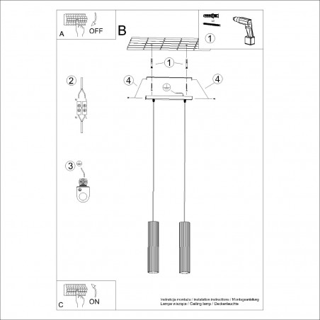 Lampa wisząca KARBON 2 zielona oliwka SL.1612 Sollux
