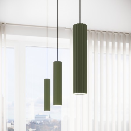Lampa wisząca KARBON 2 zielona oliwka SL.1612 Sollux