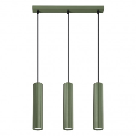 Lampa wisząca KARBON 3L zielona oliwka SL.1613 Sollux
