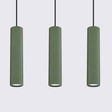 Lampa wisząca KARBON 3L zielona oliwka SL.1613 Sollux