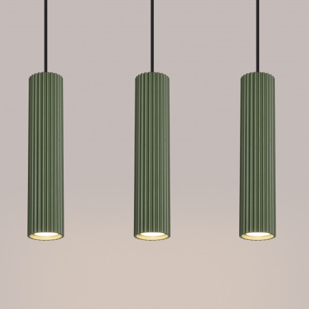 Lampa wisząca KARBON 3L zielona oliwka SL.1613 Sollux