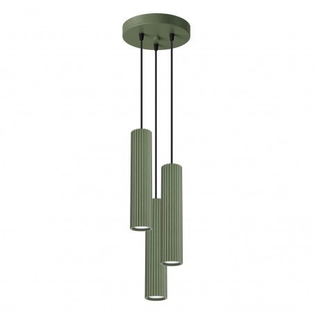 Lampa wisząca KARBON 3P zielona oliwka SL.1614 Sollux