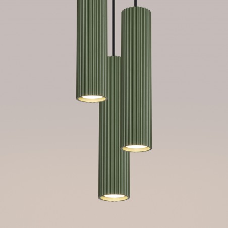 Lampa wisząca KARBON 3P zielona oliwka SL.1614 Sollux