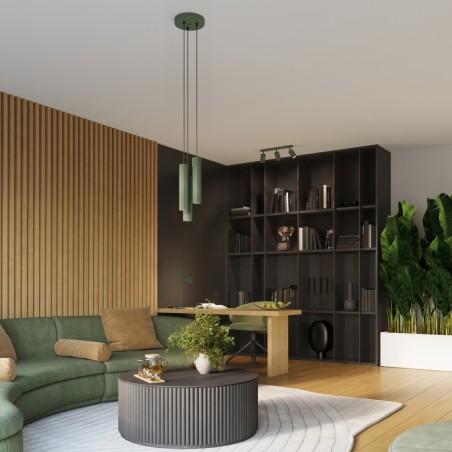 Lampa wisząca KARBON 3P zielona oliwka SL.1614 Sollux