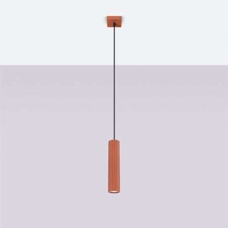 Lampa wisząca KARBON 1 ochra czerwona SL.1630 Sollux
