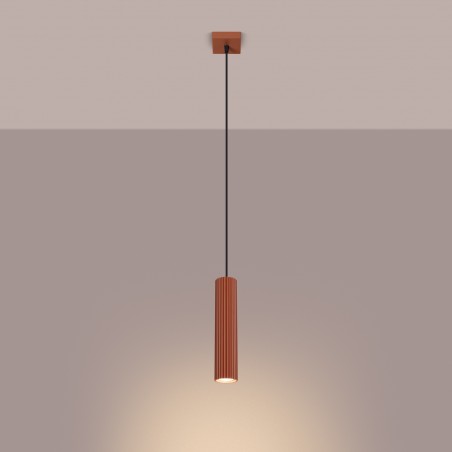 Lampa wisząca KARBON 1 ochra czerwona SL.1630 Sollux