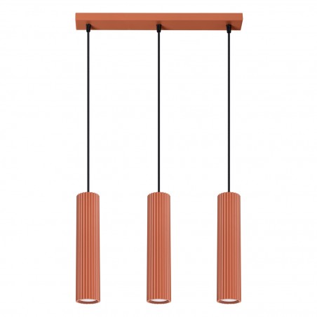 Lampa wisząca KARBON 3L ochra czerwona SL.1632 Sollux