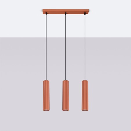 Lampa wisząca KARBON 3L ochra czerwona SL.1632 Sollux