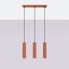 Lampa wisząca KARBON 3L ochra czerwona SL.1632 Sollux