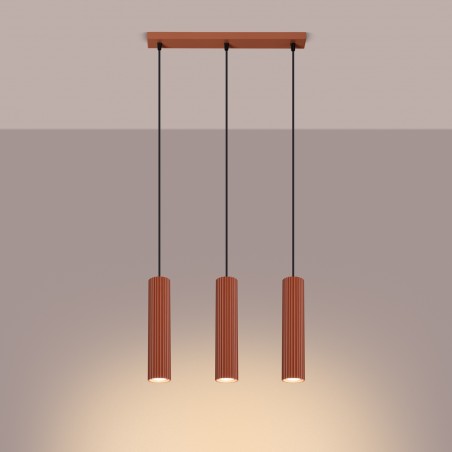 Lampa wisząca KARBON 3L ochra czerwona SL.1632 Sollux