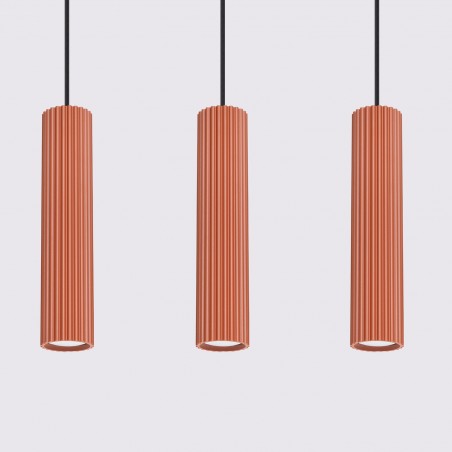 Lampa wisząca KARBON 3L ochra czerwona SL.1632 Sollux