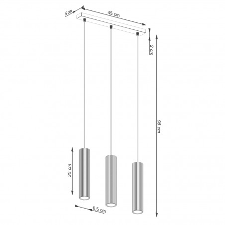 Lampa wisząca KARBON 3L ochra czerwona SL.1632 Sollux