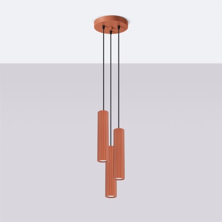 Lampa wisząca KARBON 3P ochra czerwona SL.1633 Sollux