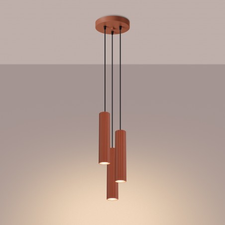 Lampa wisząca KARBON 3P ochra czerwona SL.1633 Sollux