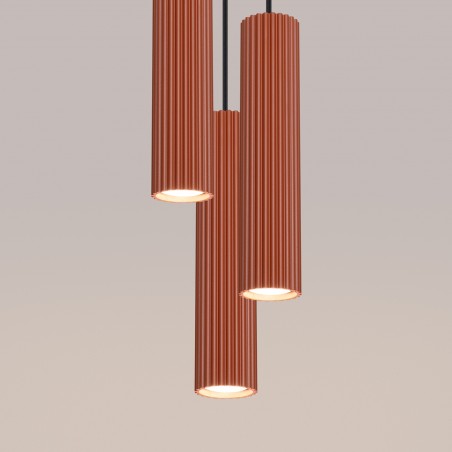 Lampa wisząca KARBON 3P ochra czerwona SL.1633 Sollux