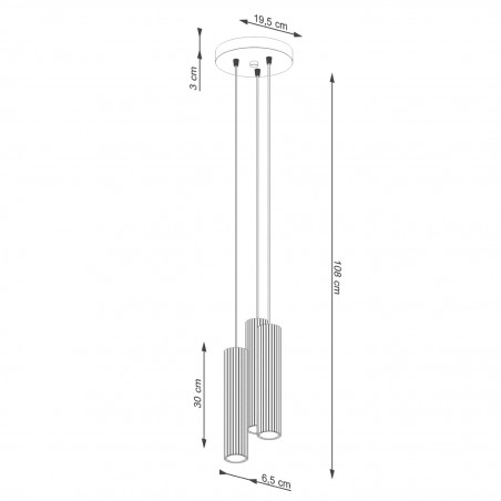 Lampa wisząca KARBON 3P ochra czerwona SL.1633 Sollux